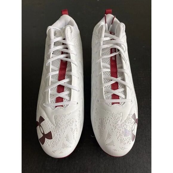 Under Armour Spotlight Football Cleats 4D Foam White/Red 3023963-102 Men’s 13 - Picture 2 of 9